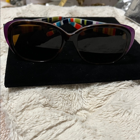 Kate Spade Purple Sunglasses with Colorful Striped Arms - Picture 1 of 10